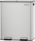 Lovewind Kitchen Trash Can, 2 x 8 Gallon (2 x 30 L) Stainless Steel Trash and Recycle Bin Combo with Soft-Close Lid, Dual Compartment Recycling Kitchen Step Trash Bin, Silver