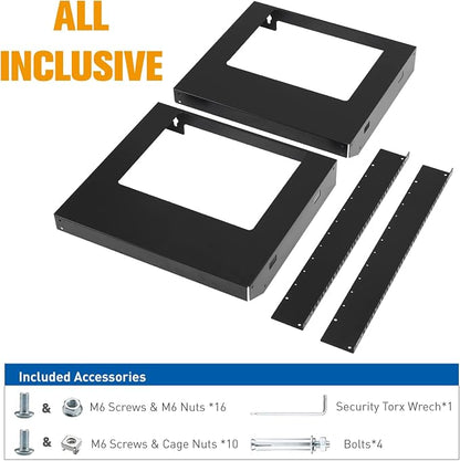 12U Wall Mount Rack Open Frame 19 Inch Server Equipment 2 Post Network Cabinet - Image 6