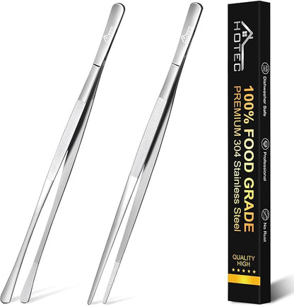 HOTEC Kitchen Tweezers Tongs Stainless Steel Professional Chef Tweezers by Hotec
