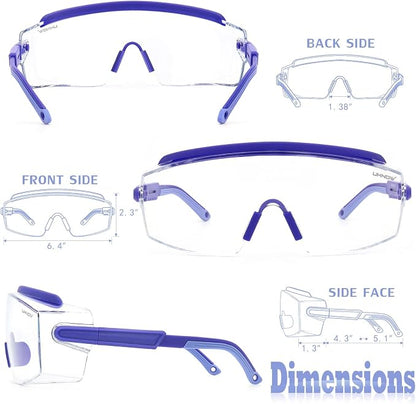 UKNOW Safety Goggles Over Glasses, Safety Glasses Anti Fog Wraparound Eye - Image 6