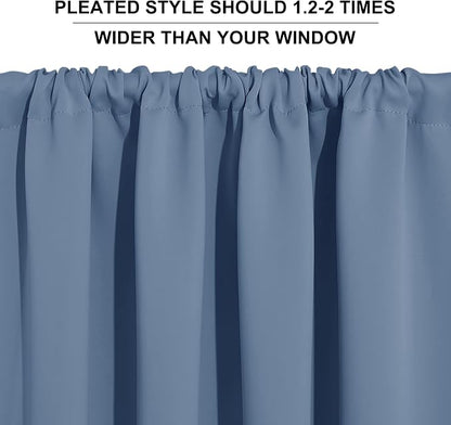RYB HOME Small Curtains for Bathroom Windows, W 34 x L 36 inches, Stone Blue - Image 5