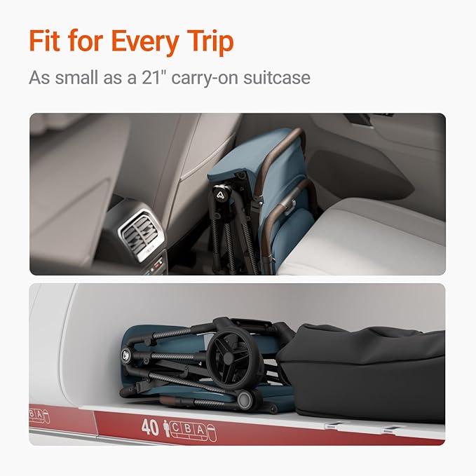 Lightweight Baby Travel Stroller with Carbon Fiber Frame, Compact & Airplane-Friendly, One-Handed Folding Design, 11.6 lbs, Perfect for Toddlers, Blue