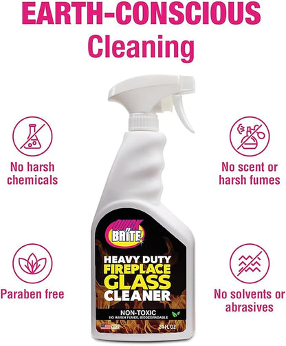 Quick N Brite Fireplace Glass Cleaner 24oz, Nonabrasive Cleaning Spray - Image 4