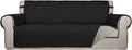 PureFit Reversible Quilted Sofa Cover, Water Resistant Slipcover Furniture Protector, Washable Couch Cover with Non Slip and Elastic Straps for Kids, Dogs, Pets (Sofa, Black/Beige)