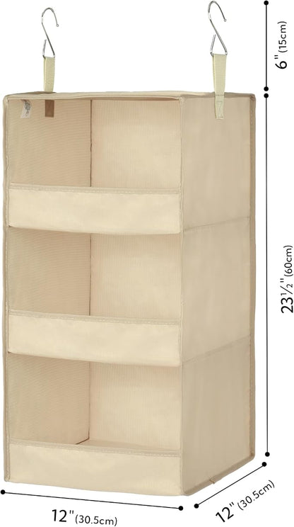 GRANNY SAYS 3-Shelf Hanging Closet Organizer, Khaki Closet Storage Hanging - Image 3