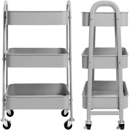 AGTEK Makeup Cart, Movable Rolling Organizer Cart, 3 Tier Metal Utility Cart - Image 7