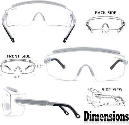 UKNOW Safety Goggles Over Glasses, Safety Glasses Anti Fog Wraparound Eye - Image 5