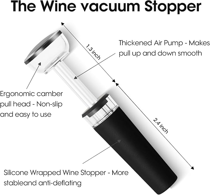 Beneno Wine Opener with Silicone Leak Proof Wine Vacuum Stopper, Zinc Alloy - Image 3