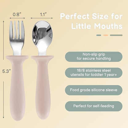 Eascrozn Toddler Spoons and Forks Set, 6 Pack Kids Silverware - Image 2