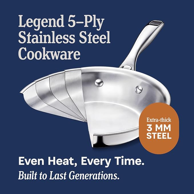 LEGEND COOKWARE 5-Ply Stainless Steel 2-Quart Sauce Pan - Image 3