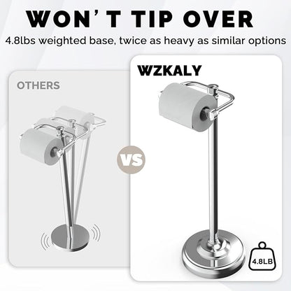 Toilet Paper Holder Stand, Polished Chrome Toilet Paper Holder Free Standing - Image 6