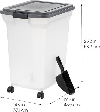 IRIS USA Dog Food Storage Container 58 lbs, Attachable Wheels, & Included Scoop - Image 2