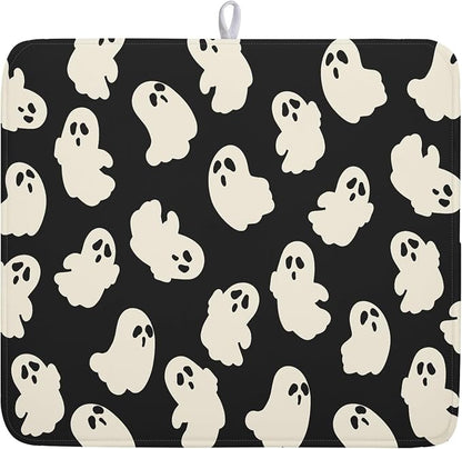 Halloween Ghost Dish Drying Mat 16X18 Inch Spooky Halloween Drying Mat by Kawani