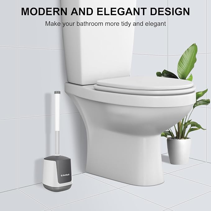 SetSail Toilet Brush and Holder, Self Closing Lid Toilet Bowl Brushes Holder - Image 7