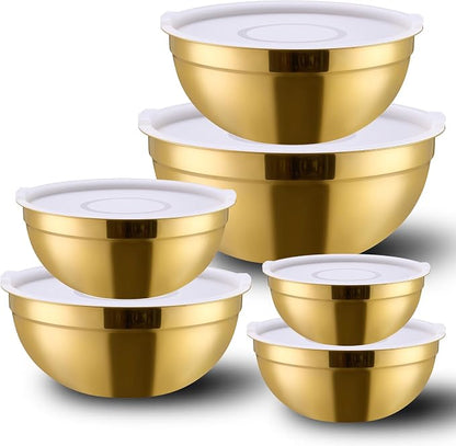 6 Piece Gold Mixing Bowls Set by DINYWOW