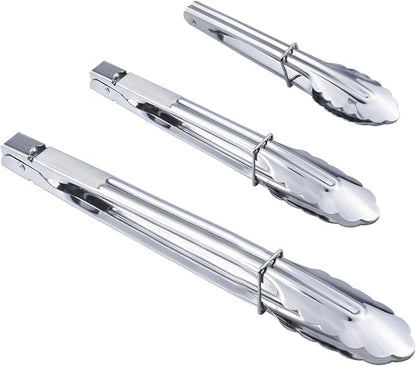 HINMAY Stainless Steel Kitchen Tongs Set Metal Cooking Tongs by HINMAY