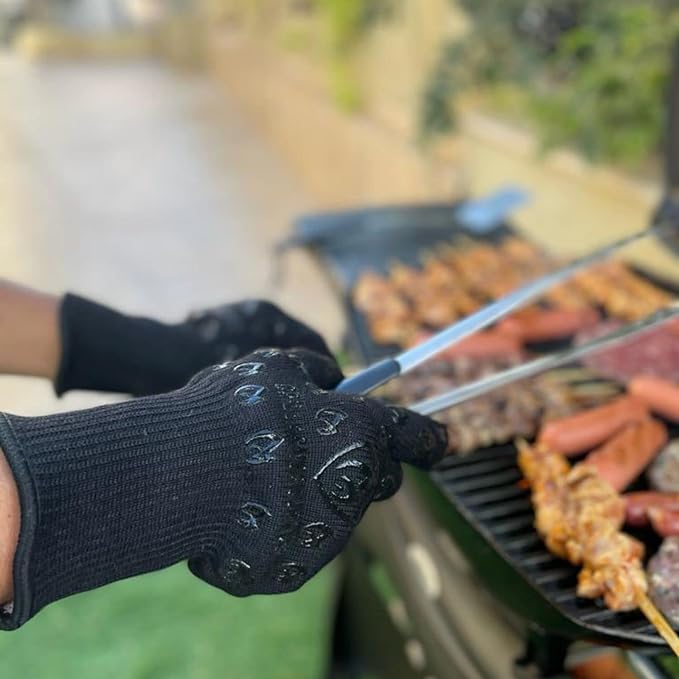 Grill Armor Oven Gloves 932°F Extreme Heat & Cut Resistant Oven Mitts with Fingers for BBQ, Cooking, Grilling, Baking – Accessory for Smoker, Cast Iron, Fire Pit, Camping, Fireplace, Griddle & More