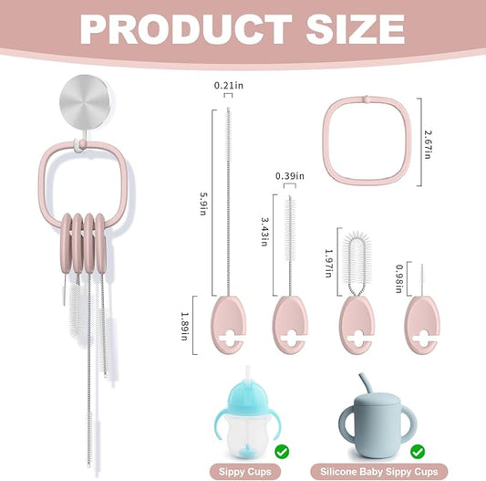YOTIME Standing Straw Cleaner Brush Set, 4in1 Reusable Straw Brushes - Image 2