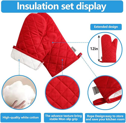 Oven Mitts and Pot Holders 4 pcs Set, High Heat Resistant 500 Degree Extra - Image 2