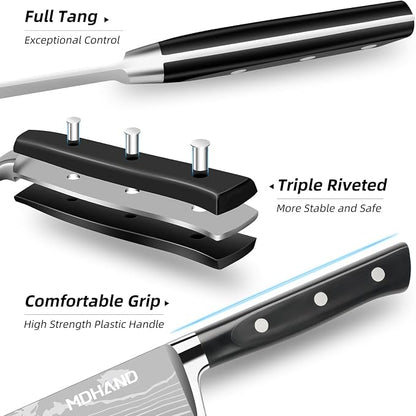 MDHAND Chef Knife Set with Roll Bag, High Carbon Stainless Steel Japanese - Image 4