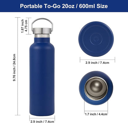 Neihepal 20 oz Insulated Water Bottles Bulk 2 Pack, Stainless Steel Double Wall - Image 5