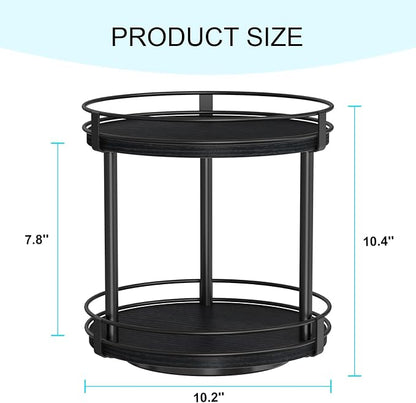Snughome Lazy Susan Spice Rack, 2 Tier Rotating Spice Rack, Wood Lazy Susan - Image 2