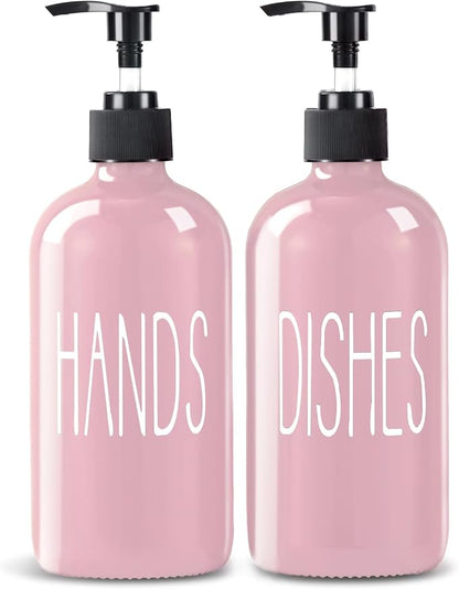 COHOSEGE Glass Soap Dispenser Set 2 Pack, 16 Oz Dish Soap Dispenser by COHOSEGE