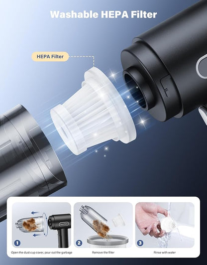 Car Vacuum Portable Cordless, 9000Pa Handheld Vacuum Mini Vacuum Cleaner High - Image 9