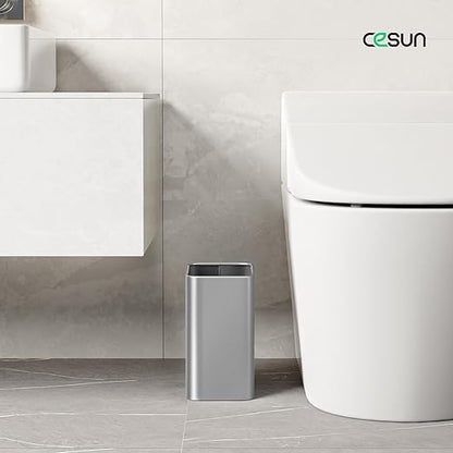 Cesun Small Bathroom Trash Can 2.1 Gallon Wastebasket, Modern Metal Garbage Can - Image 2