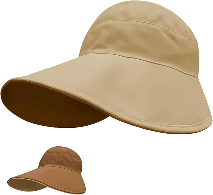 Sun Hats for Womens Wide Brim UV Protection Fishing Hats Packable Reversible Hollow Top Hat with Ponytail Beach Travel Hats