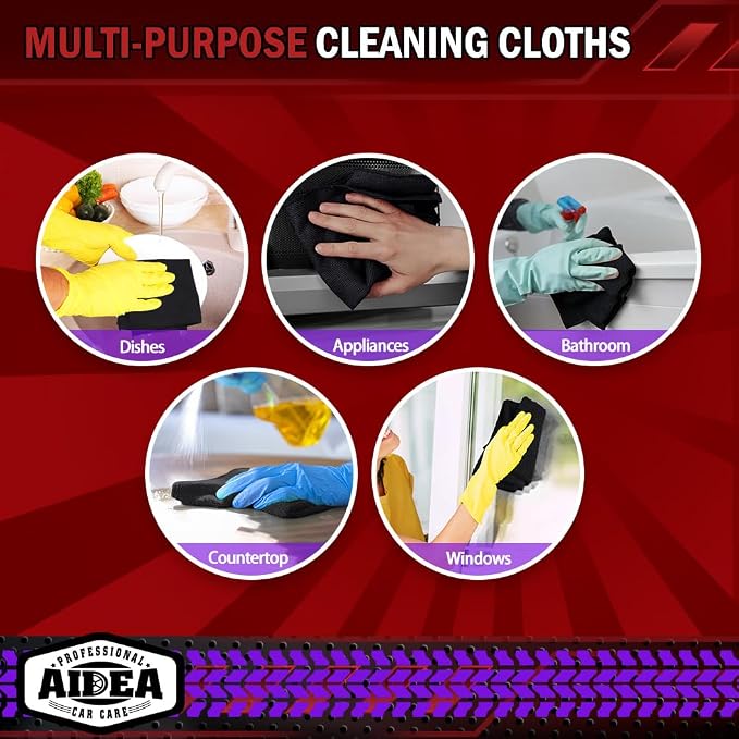 AIDEA Microfiber Cleaning Cloth Black 150PK, Microfiber Towels - Image 7