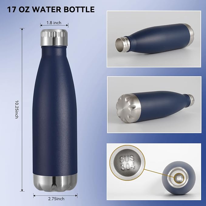 VEGOND 17oz Stainless Steel Water Bottles, Reusable Metal Sports Water Bottle - Image 3