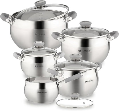 Daniks Modern 10-Piece Stainless Steel Cookware Set by Daniks