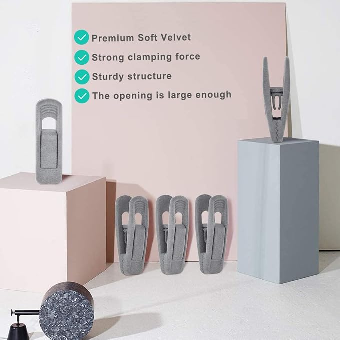 Grey Velvet Hanger Clips - Image 5