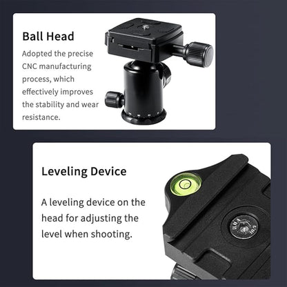 Portable Mini Tripod, 18.9" / 48cm Desk Tabletop Stand with 360° Ball Head, Compact Desktop Barcket for DSLR Camera Video Camcorder, Smartphone Shooting