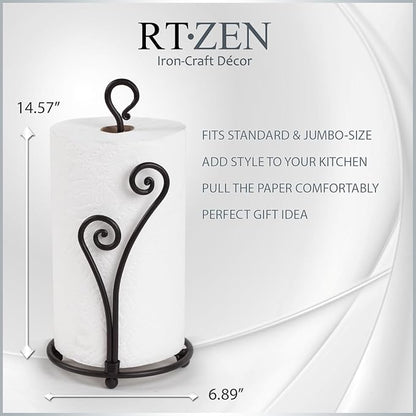RTZEN Matte Black Paper Towel Holder Countertop - Image 5