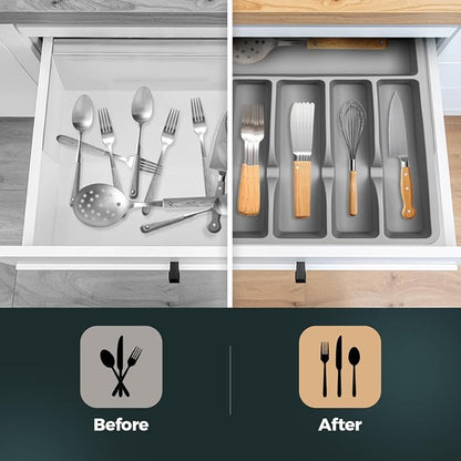 Silicone Silverware Drawer Organizer – Non-Slip Utensil Holder - Image 4