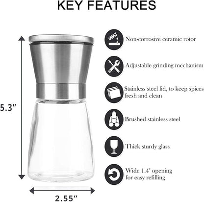 Salt and Pepper Grinder Set of 2, Premium Stainless Steel Spice Mill - Image 3