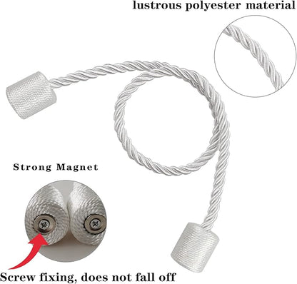 2 Pack White Strong Magnetic Curtain Tiebacks Outdoor Elegant Decorative Tie - Image 2