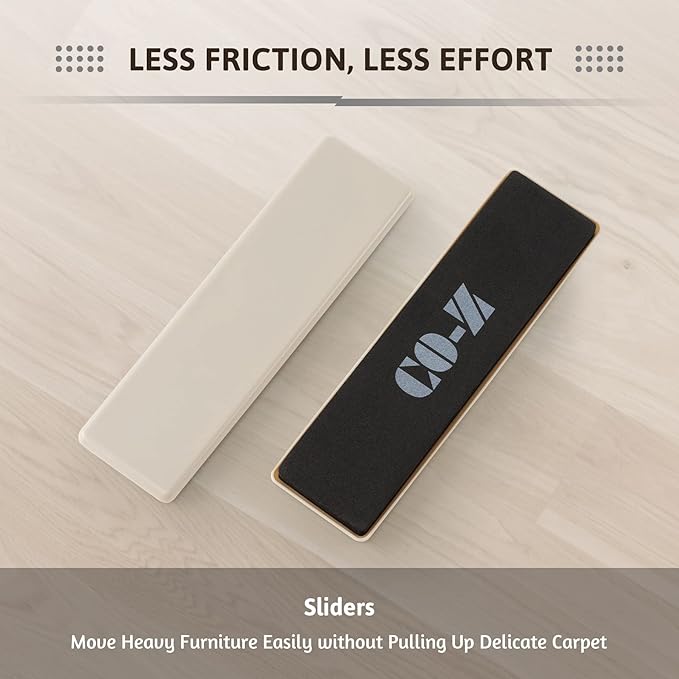 CO-Z Large Furniture Sliders - 4 Pack, 2 1/2" x 9" Rectangle Reusable Furniture Sliders for Carpet, Heavy-Duty Furniture Gliders Movers for Hardwood Floors, Plastic Moving Pads for Heavy Furniture