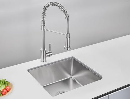 18 Inch Undermount Kitchen Sink Brushed, 18 Gauge T-304 Stainless Steel Handmade Single Bowl Kitchen Bar/Prep Sink Undermount, 18"x18"x9"