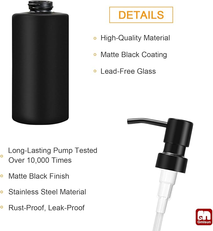 GMISUN Black Soap Dispenser, Hand Soap Dispenser Bathroom, Hand and Dish - Image 3