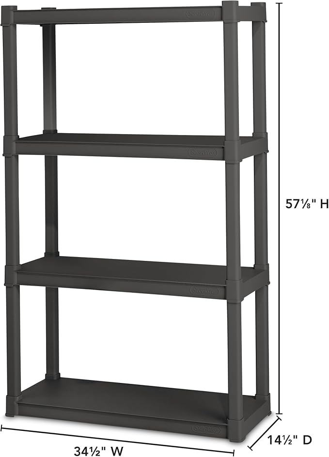 Sterilite 4 Shelf Unit, Heavy-Duty Shelving Storage and Utility Rack - Image 3