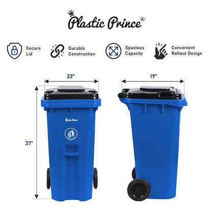 32 Gallon Trash Can with Wheels Outdoor Recycling Bin with Lid and Wheels Heavy - Image 4
