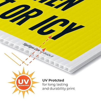 Caution Slippery When Wet or ICY Sign, Double Sided 9x12 Inches, Corrugated - Image 7