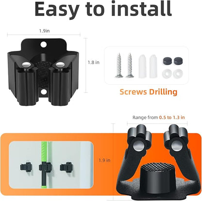 8 PCS Broom Holder Wall Mount, Upgraded Heavy Duty Mop and Broom Holder Wall - Image 5