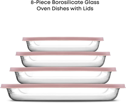 JoyJolt 8-Piece Borosilicate Glass Oven Dishes - Image 2