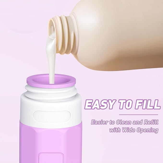 Redfly Travel Bottles for Toiletries, 3oz Tsa Approved Travel Size Containers, BPA Free Leak Proof Squeezable Containers for Toiletries, Silicone Refillable Essentials for Shampoo Conditioner Purple
