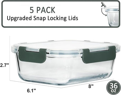 M MCIRCO [5-Packs, 36 Oz Glass Meal Prep Containers - Image 2