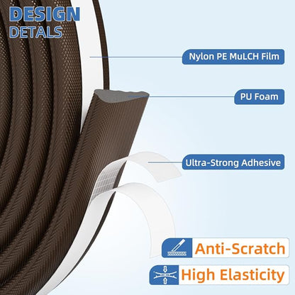 Wedge-Shape Window Weather Stripping Door Frame Seal Strip 118” Brown, Upgrade - Image 3